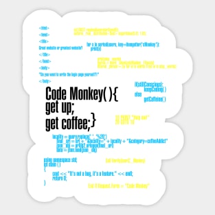 Code Monkey Get Coffee Sticker